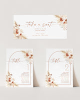 Pampas Grass Seating Chart Card Template | Editable Wedding Seat Cards