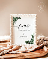 Boho Favors Sign | Tropical Favors Wedding Sign Template