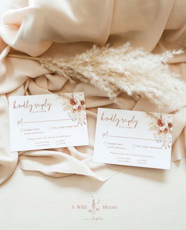 Terracotta RSVP Card | Minimalist Wedding Invite Insert 
