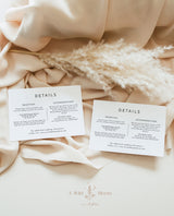 Minimalist Details Card | Modern Wedding Details Card