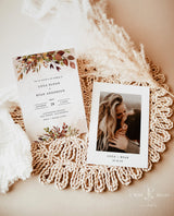 Rustic Fall Wedding Invitation Template | Autumn Wedding Invite