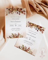 Rustic Fall Wedding Invitation Template | Autumn Wedding Invite