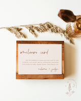 Terracotta Enclosure Card | Burnt Orange Wedding Invite Insert