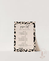 Leopard Print Price List Template | Boho Small Business