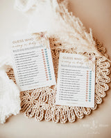 Baby Shower Guess Who Game | Boho Baby Shower