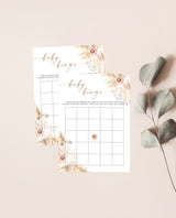 Pampas Grass Baby Bingo Game | Boho Baby Shower Game