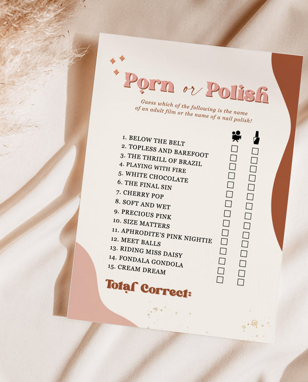 Porn Or Polish Bachelorette Game | Retro Bachelorette Party 