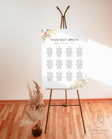 Pampas Grass Wedding Seating Chart | Tropical Wedding Seat Chart