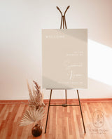 Minimalist Wedding Welcome Sign Template | Beige Welcome Sign
