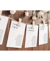 Minimalist Wedding Seating Cards | Modern Wedding Table Seating Chart Cards