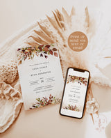 Rustic Wedding Invitation Template | Terracotta Rust Wedding Invite