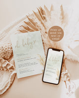 Pampas Grass Baby Shower Invitation | Boy Baby Shower Invite