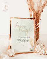Diaper Raffle Baby Shower Sign | Pampas Grass Baby Shower