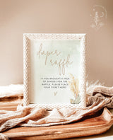 Diaper Raffle Baby Shower Sign | Pampas Grass Baby Shower