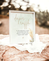 Diaper Raffle Baby Shower Sign | Pampas Grass Baby Shower
