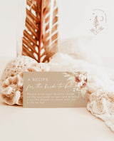 Boho Recipe Request Card | Bridal Shower Recipe Card Insert