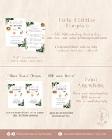 Tropical Bachelorette Party Invitation | Bachelorette Itinerary