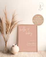 Boho Baby Shower Welcome Sign | Neutral Shower Welcome Sign | Pampas Grass Baby Shower | Minimalist Baby Shower Welcome Poster | BM1