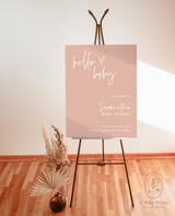 Boho Baby Shower Welcome Sign | Girl Baby Shower Welcome Sign | Pink Baby Shower | Hello Baby | Minimalist Baby Shower Welcome Poster | BM1