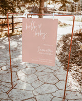 Boho Baby Shower Welcome Sign | Girl Baby Shower Welcome Sign | Pink Baby Shower | Hello Baby | Minimalist Baby Shower Welcome Poster | BM1