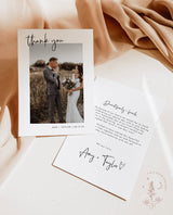 Photo Thank You Card Editable Template | Minimalist Wedding Thank You Card