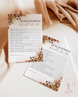 Fall Bridal Trivia Game | How Well Do You Know the Bride-to-Be Game