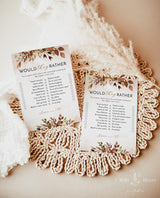 Would They Rather Bridal Shower Game | Fall Bridal Shower Game