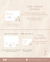 Pampas Grass Thank You Card Template | Editable Thank You Cards