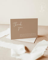 Modern Tan Thank You Card Template | Editable Thank You Card