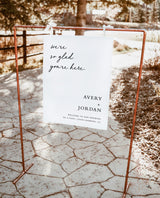 We're So Glad You're Here | Minimalist Wedding Welcome Sign