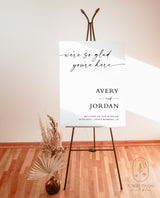 We're So Glad You're Here | Minimalist Wedding Welcome Sign