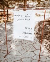 We're So Glad You're Here | Minimalist Wedding Welcome Sign