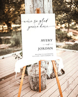 We're So Glad You're Here | Minimalist Wedding Welcome Sign
