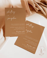 Desert Sand Wedding Invitation Template | Minimal Burnt Orange Wedding Invite