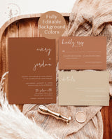 Burnt Orange Wedding Invitation Template | Minimalist Desert Wedding Invite