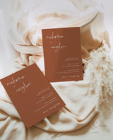 Burnt Orange Wedding Invitation Template | Minimalist Desert Wedding Invite