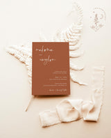 Burnt Orange Wedding Invitation Template | Minimalist Desert Wedding Invite