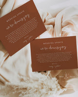 Terracotta Wedding Downsize Announcement Card | Covid Wedding Update