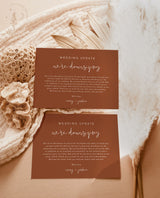 Terracotta Wedding Downsize Announcement Card | Covid Wedding Update