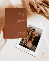 Burnt Orange Wedding Invitation Template | Minimalist Desert Wedding Invite