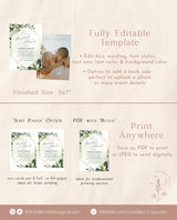 Bohemian Bridal Shower Editable Invitation Template | Watercolor Eucalyptus Leaves