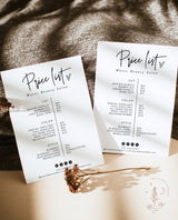 Boho Small Business Price List Template | Beauty Price List