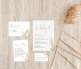 Pampas Grass Baby Shower Invitation | Baby Girl Shower Bundle