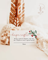 Winter Diaper Raffle Card Template | Christmas Mistletoe