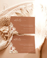 Terracotta Details Card | Minimalist Wedding Invite Insert