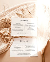 Minimalist Details Card | Modern Wedding Details Card