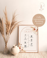 Boho Wedding Timeline Template | Welcome Timeline Poster