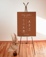 Burnt Orange Wedding Timeline Template | Welcome Timeline Poster