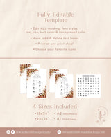 Fall Wedding Timeline Template | Welcome Timeline Poster