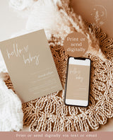 Beige Baby Shower Invitation Template | Gender Neutral Baby Shower Bundle